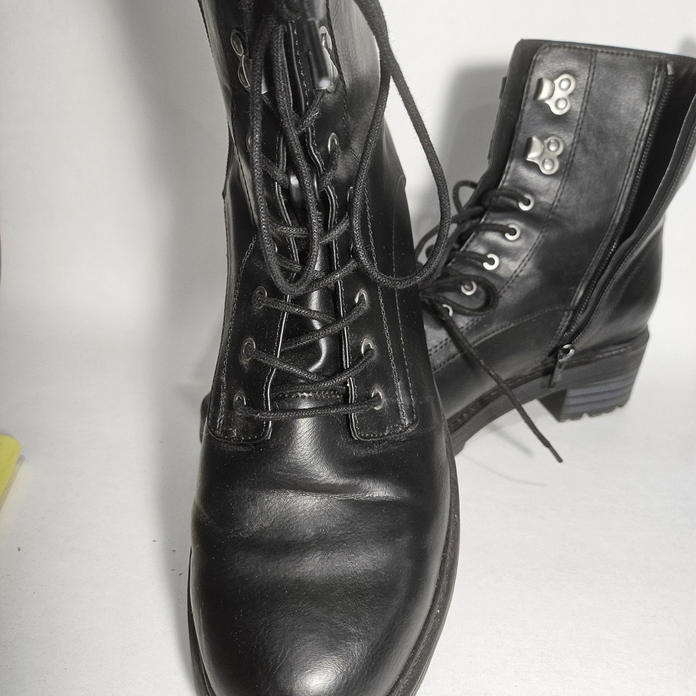 Universal Thread Womens Black Combat Boots Side Zip Lug Sole Size 11